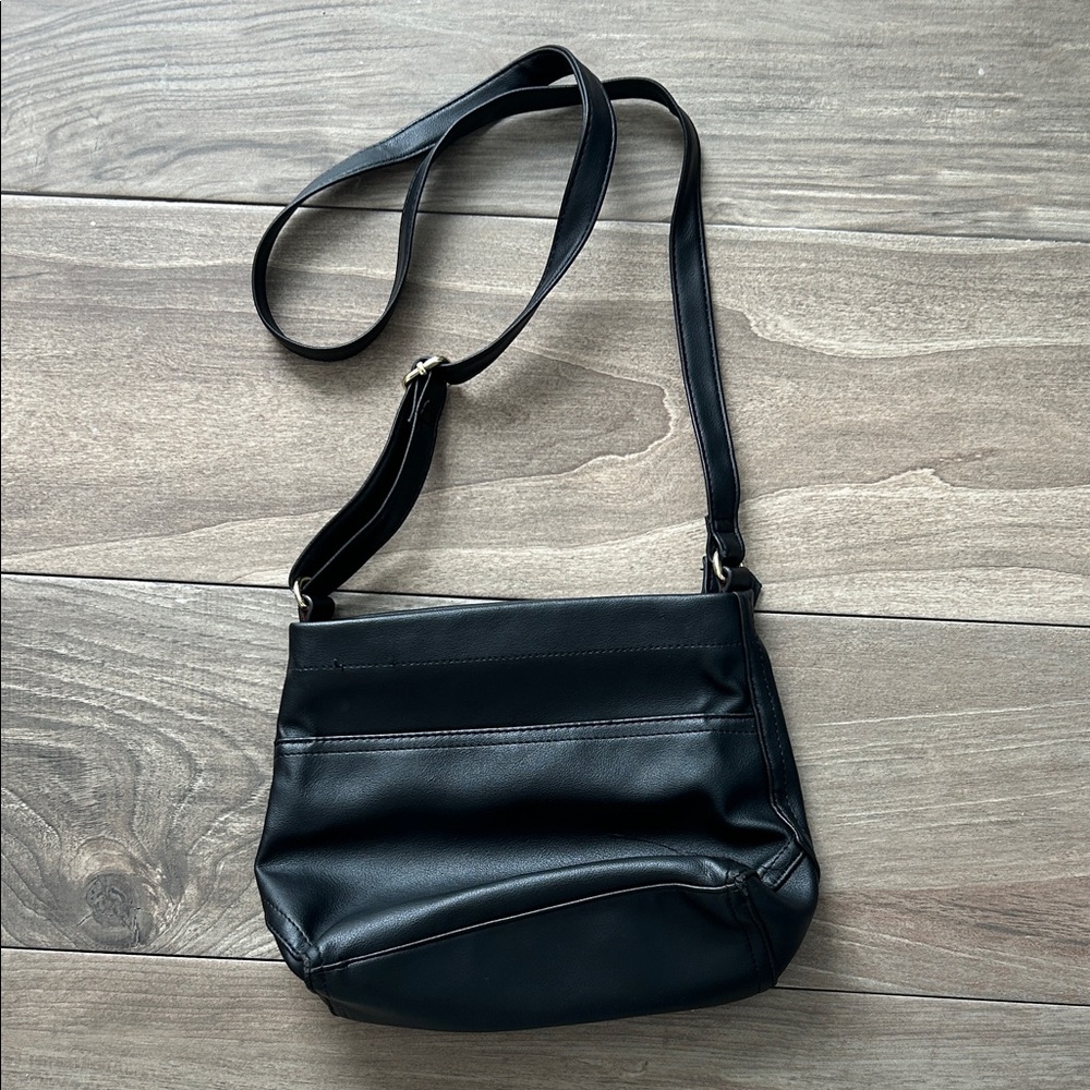 Black Faux Leather Shoulder Bag
